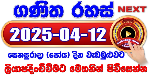 ගණිත රහස් සජීවී වැඩමුළුව - 2025/04/12